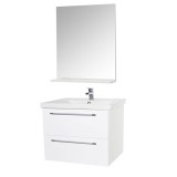 Set Baza si lavoar GN0541 cu sertare, suspendat 60x46x52 cm si Oglinda GN0671, alb