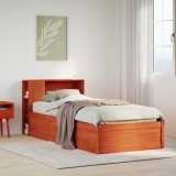 VidaXL Cadru pat fără saltea, maro ceruit, 75x190 cm, lemn masiv pin