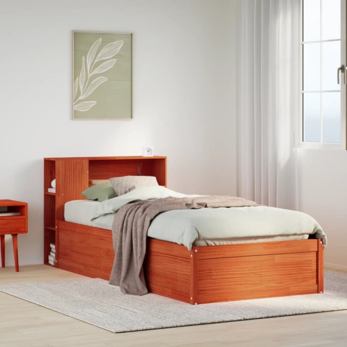 vidaXL Cadru pat fără saltea, maro ceruit, 75x190 cm, lemn masiv pin 3323442