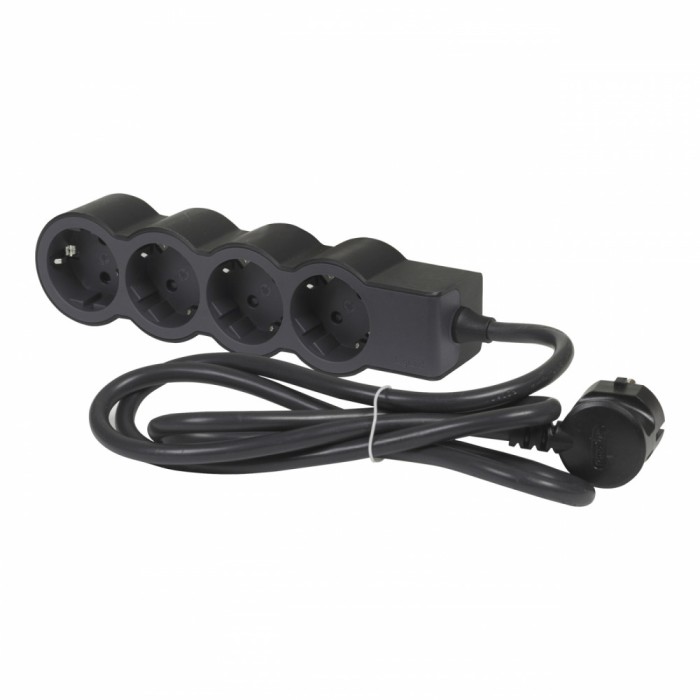Bloc multipriza mobil 4x2P+T cablu 3m negru Legrand 694562