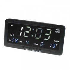 Ceas Electronic Birou Perete LED 29x11x4.5cm USB 220V 1008 Alb 13B057 XXM foto
