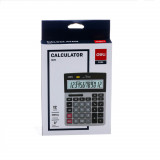 Calculator de Birou Deli 1671, 12 Digits, Gri/Negru, Alimentare Dubla, Calculator Birou, Calculator Birou 12 Digits, Calculator Birou cu Verificare si