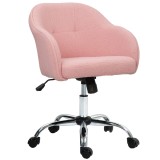 HOMCOM Scaun de birou, fotoliu de birou ergonomic, &icirc;nălțime reglabilă, cu scaun și spătar umplute, roz | Aosom Romania