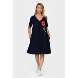 Rochie Dama, Eranthe, V-Neckline, cu Pictura Realizata Manual V342 - M