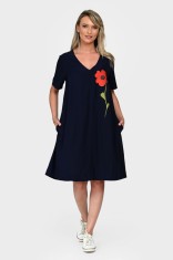 Rochie Dama, Eranthe, V-Neckline V342, cu Pictura Realizata Manual - M
