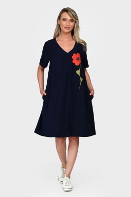 Rochie Dama, Eranthe, V-Neckline V342, cu Pictura Realizata Manual - L foto