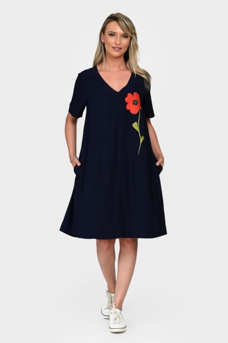 Rochie Dama, Eranthe, V-Neckline V342, cu Pictura Realizata Manual - L
