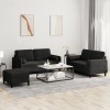 VidaXL Set de canapele cu perne, 3 piese, negru, catifea 3202009