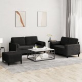 vidaXL Set de canapele cu perne, 3 piese, negru, catifea 3202009