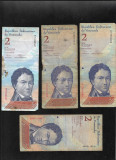 Set Venezuela 4 x 2 bolivari bolivares date/semnaturi diferite, America Centrala si de Sud