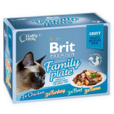 Pliculeț BRIT Premium Cat Delicate Fillets in Gravy Family Plate 12 x 85 g