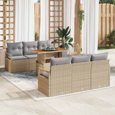 vidaXL Set de canapele pentru grădină 7 pcs Bej Rattan poli 3358394