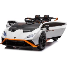 Masinuta electrica cu functie drift Lamborghini Huracan STO, putere 500W, 24V, echipare Premium, alb