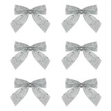 Set Fundițe Decorative Crăciun, Model 9x9.5cm, Culoare Argintiu, 6 Bucăți, Oem