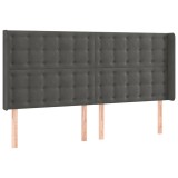 Cumpara ieftin Tablie de pat cu aripioare gri inchis 203x16x118/128 cm catifea