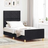 VidaXL Cadru de pat cu headboard Negru 100 x 200 cm țesătură