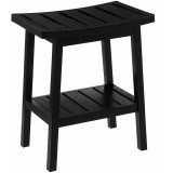 Taburet de baie cu depozitare 5Five Bambou din bambus, negru, 40x25x46 cm