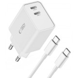 Cumpara ieftin Incarcator Retea Cu Cablu USB-C Tech-Protect C35W, 35W, 3A, 2 x USB-C, Alb