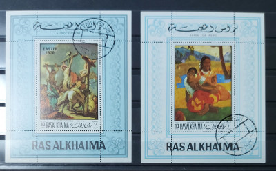 Ras_al_Khaima, 1970, Pictura colite dantelate, B83, B88, Stampilat, CTO &amp;ndash; RAS2 foto