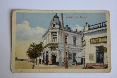 Tulcea 1913 cu reclame Cofetaria Mobile Hacian foto