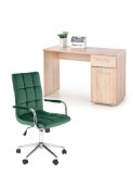 Set birou HM Lima B1, cu usa si sertar, PAL melaminat, 120x55x75 cm, stejar sonoma si scaun HM Gonzo 4, stofa tip catifea, mecanism de balans, cadru c