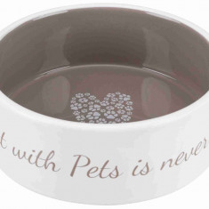 Castron ceramic Pet's Home 0.8 l/ 16 cm crem/taupe 25054