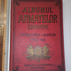 RAR -ALBUMUL ARMATELOR EUROPENE BUCURESCI 1891 -120 DE ACUARELE / 52 DE GRAVURI