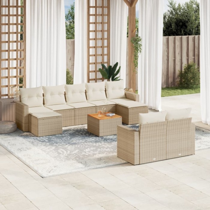 Gossi set canapele de gradina cu perne, 10 piese, bej, poliratan