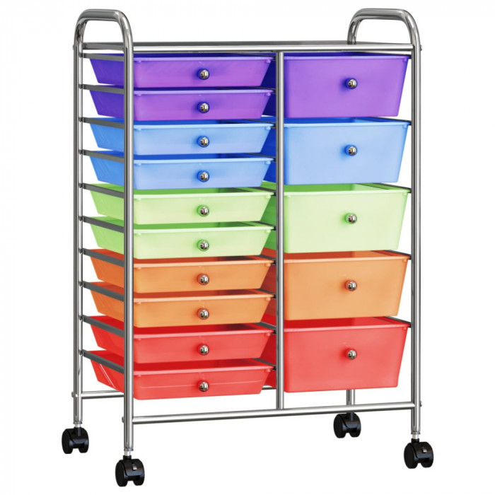 vidaXL Cărucior depozitare mobil cu 15 sertare XXL multicolor plastic 320410