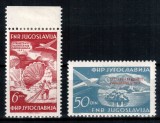 Iugoslavia Yugoslavia 1951, Mi #666-667 , supratipar, Posta Aeriana, avion, parasuta, parasutism, sarniera, MH, cota 80 &euro;!