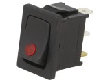 &Icirc;ntrerupător Basculant ON-OFF 16A/12VDC Negru cu LED