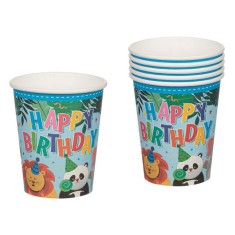 Set 6 pahare din Carton pentru Petrecere, tematica cu animale - 270ml