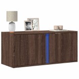 Cumpara ieftin Comodă TV de perete cu lumini LED, stejar maro, 80x31x35 cm