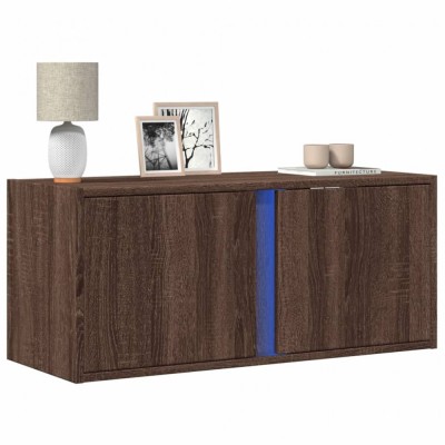 vidaXL Comodă TV de perete cu lumini LED, stejar maro, 80x31x35 cm 852263 foto