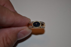 INEL AUR 14K + 16 Diamante = 0.10ct + Safir caboson = 1.5ct - Mar. mica - 3.7g.! foto