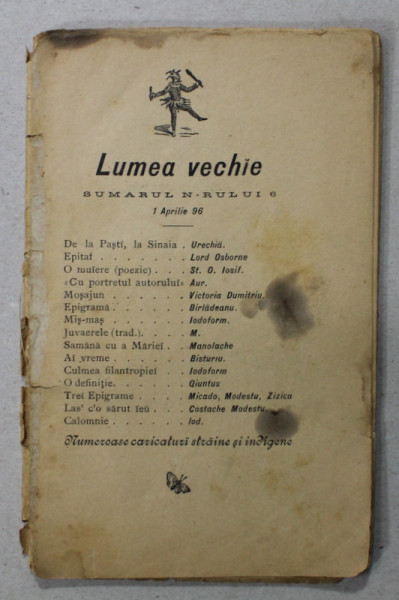 LUMEA VECHIE , PUBLICATIE BI - MENSUALA ILUSTRATA , NR. 6 , 1 APRILIE , 1896