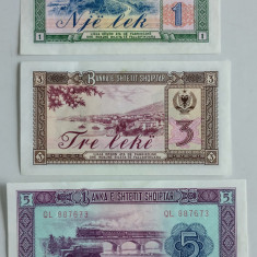 Lot 3 bancnote Albania - 1/3/5 Leke 1976