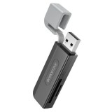 CARD READER extern Borofone &quot;DH9&quot; ,interfata USB 2.0 + USB Type-C,citeste/scrie:SD,microSD viteza pana la 480Mbps,suporta carduri maxim 2TB, negru &quot;69