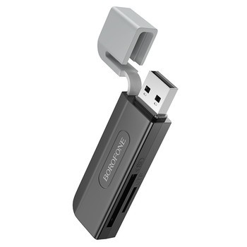 CARD READER extern Borofone &amp;quot;DH9&amp;quot; ,interfata USB 2.0 + USB Type-C,citeste/scrie:SD,microSD viteza pana la 480Mbps,suporta carduri maxim 2TB, negru &amp;quot;69 foto