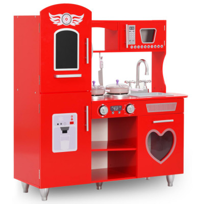vidaXL Bucătărie de jucărie pentru copii, roșu, 84 x 31 x 89 cm, MDF foto