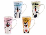 Set 8 cani portelan multicolor 9x15 cm, 500 ml