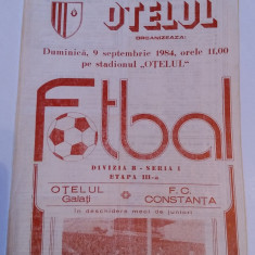 Program meci fotbal OTELUL GALATI - FC CONSTANTA (09.09.1984)