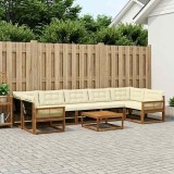 vidaXL Set de canapele de exterior cu pernă 8 pcs Natural și Crem 3381314