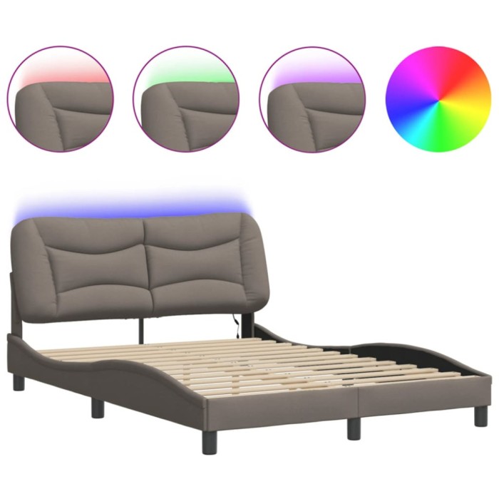 Cadru de pat cu LED fara saltea Hvar Taupe 140x190 cm Material