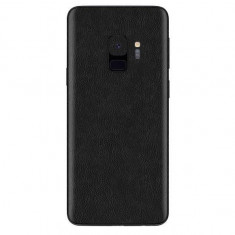 Set Folii Skin Acoperire 360 Compatibile cu Samsung Galaxy S9 (Set 2) - ApcGsm Wraps Leather Black
