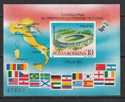 Romania 1990 - #1235 Preliminariile C. M. de Fotbal Italia S/S 1v MNH foto