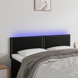vidaXL Tăblie de pat cu LED, negru, 144x5x78/88 cm, piele ecologică