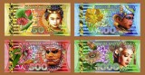 !!! INDIILE OLANDEZE - FANTASY NOTES - LOT COMPLET 50 + 100 + 500 + 1000 GULDENI 2016 - UNC / POLIMER