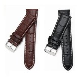 Cumpara ieftin Curea Ceas Piele Naturală Maro/Negru &ndash; 18/20/22 mm &ndash; Cusătură Albă