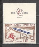 Franta.1964 Expozitia fiIatelica PHILATEC-cu vigneta SF.457, Nestampilat